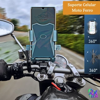 Suporte De Celular Para Moto De Ferro Universal Bike Giratorio 360 AX17