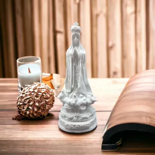 Imagem Nossa Senhora de Fátima de Mármore Religioso Decoração