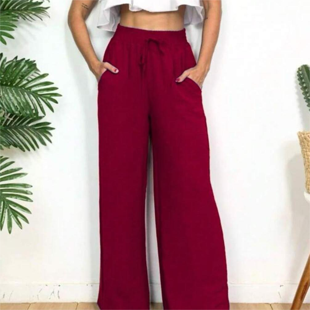 Calça Pantalona Feminina Cintura Alta Tendência Moda Envio Imediato p m g gg 588