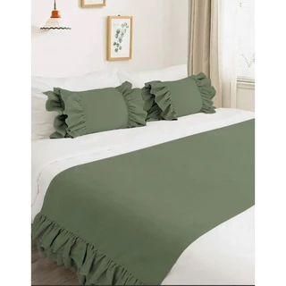 Kit Jogo de Peseira manta beiral de Cama Casal King luxo