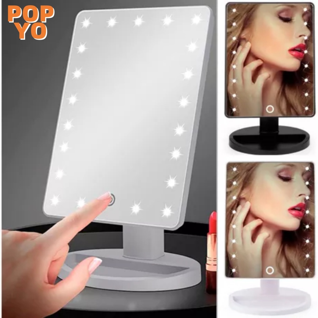 16 Leds Espelho LED De Mesa Maquiagem Rotação Touch Screen menin