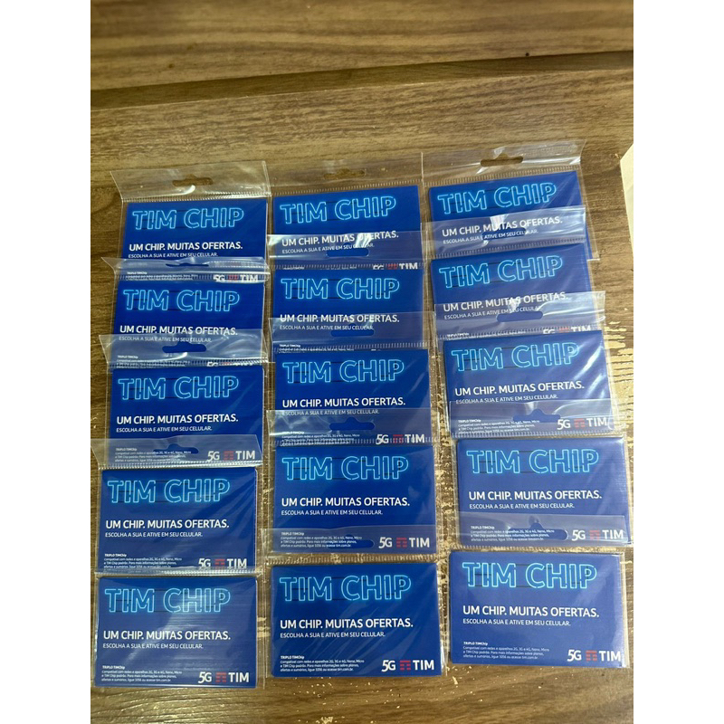KIT 15 CHIPS TIM SEM CRÉDITO PRÉ PAGO 5g/4g/3g ddd livre triplo corte ...