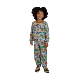 Conjunto de Inverno Infantil Cáqui com Dinossauros - Destak