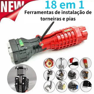 18 em 1 chave de encanamento torneira da pia inglês ferramenta de reparo para chave banheiro cozinha encanamento remoção