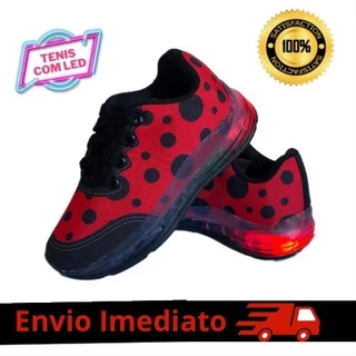 Tênis Infantil Luzinha Feminino Cadarço Tênis de Luzinha Menina Personagens