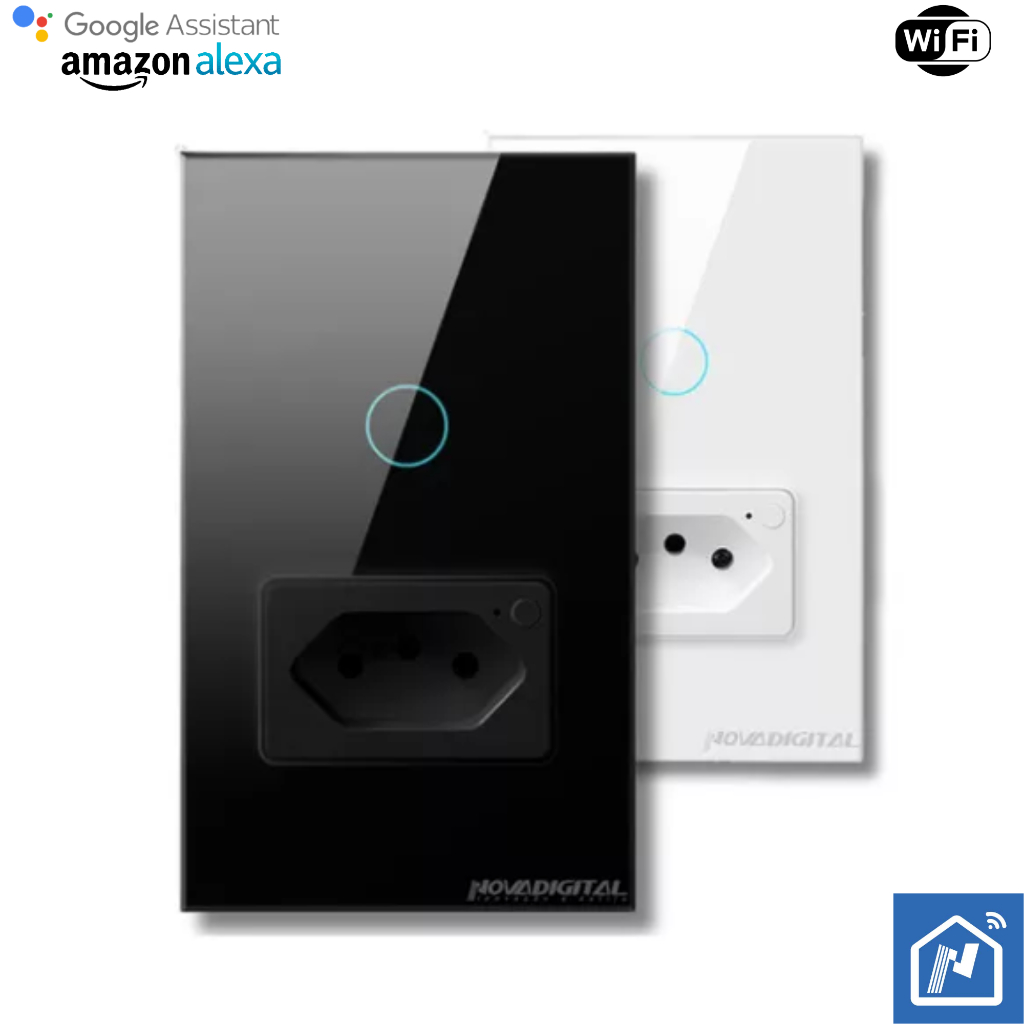 Interruptor Wifi Inteligente 1 Botão Touch Com 1 Tomada 20A Alexa Google Assistente Smart Life
