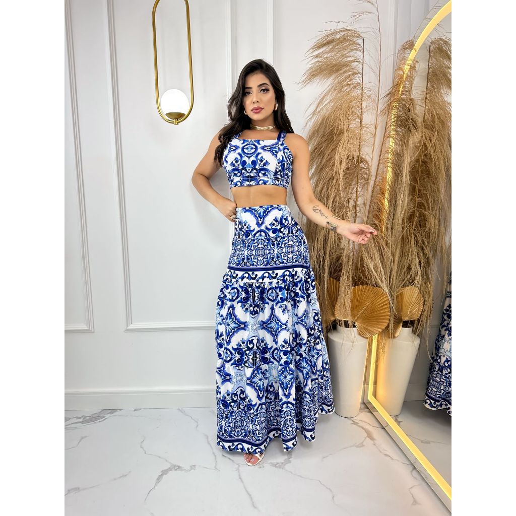 Conjunto Grécia Inspiração Farm estampa premium chique