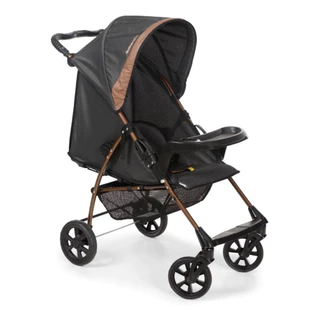 Carrinho de Bebê Romano Galzerano Passeio Reclinável até 15 kg Preto/Marrom (Bandeja Removível)