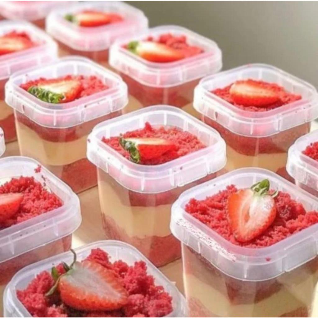 Potes Quadrados com lacre Bolo No Pote Plástico 220ml - 100 ...