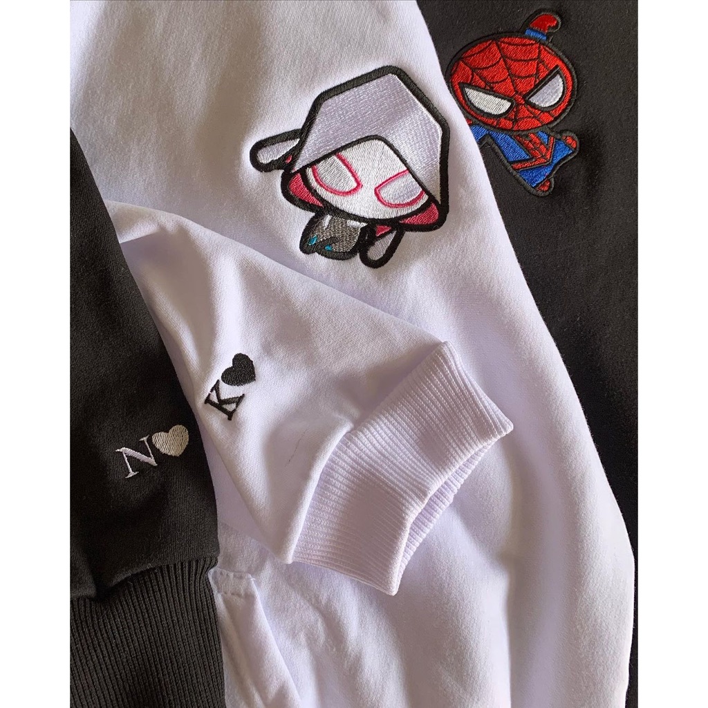 Moletom canguru bordado casal Spider Man ou Gwen