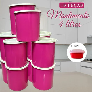 Kit 10 Peças Porta Mantimento 4 litros ROSA GRANDE organizadores Dia das Mães Cozinha
