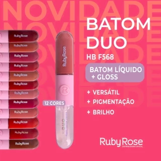 F568 Duo Gloss Batom Líquido Ruby Rose Maquiagem 3em 1 Ruby Rose