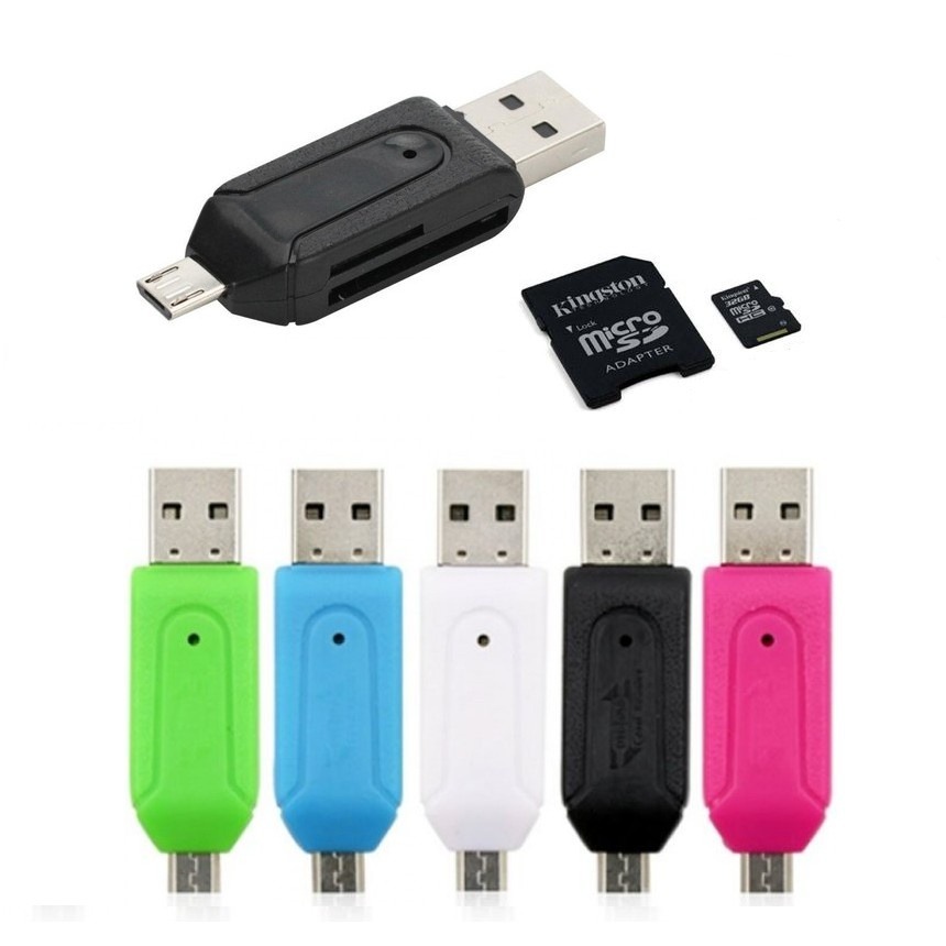 ADAPTADOR OTG MICRO USB P/ USB+ LEITOR CARTÃO | Shopee Brasil