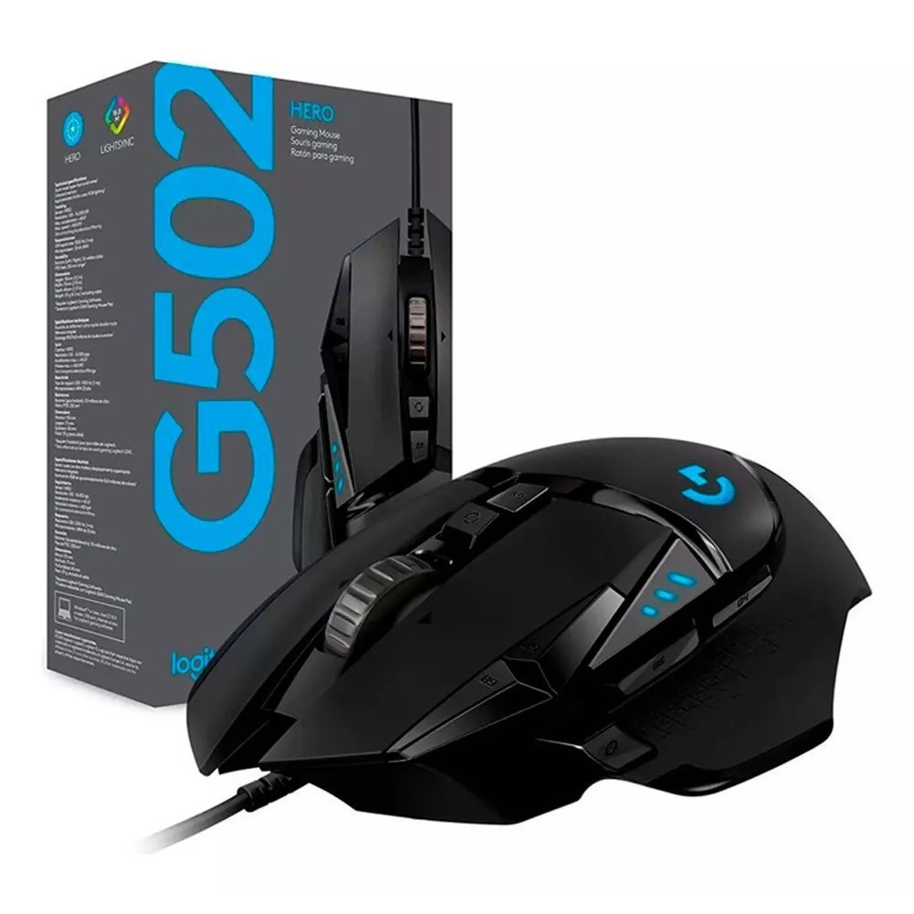 Mouse Gamer Logitech G502 Hero Com Sensor Hero 25k Cor Preto