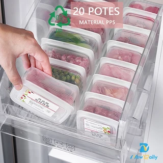 Kit 10 Potes 200ml Transparente Marmita Fitness Organizador Alimentos Freezer Microondas BC-01/BC-02