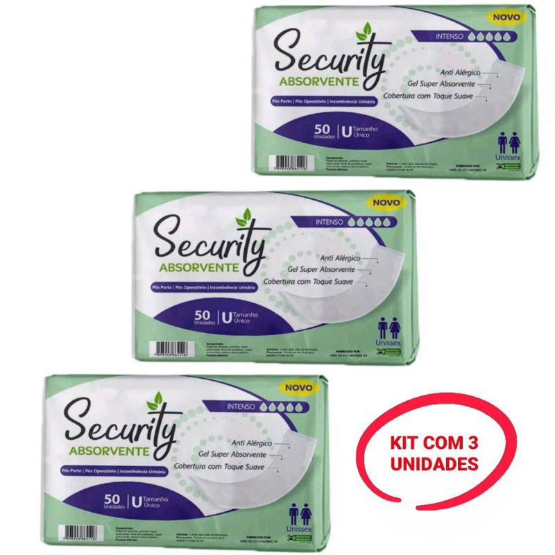 Kit com 3 pacotes de Absorvente Security Pós Parto Pós Operatório ...