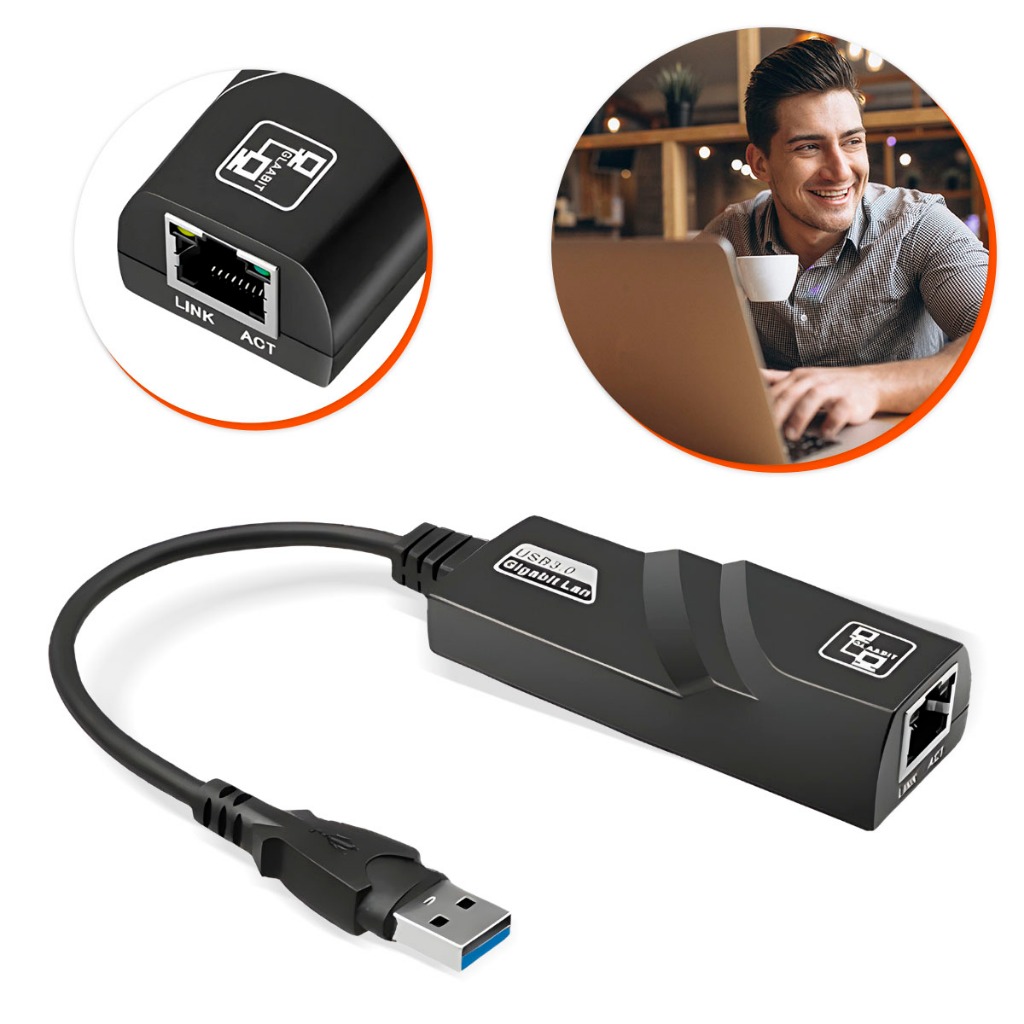 Adaptador De Rede Ethernet Usb 3.0 Rj45 Gigabit 1000mbps Pc Notebook ...