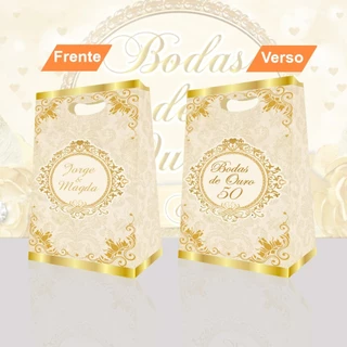 Sacola bodas de ouro sacolinhas maleta caixinha surpresa lembrancinhas personalizadas