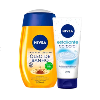 Kit Esfoliante Corporal Nivea para Banho 200ml + Sabonete Líquido Nivea Natural Oil 200ml