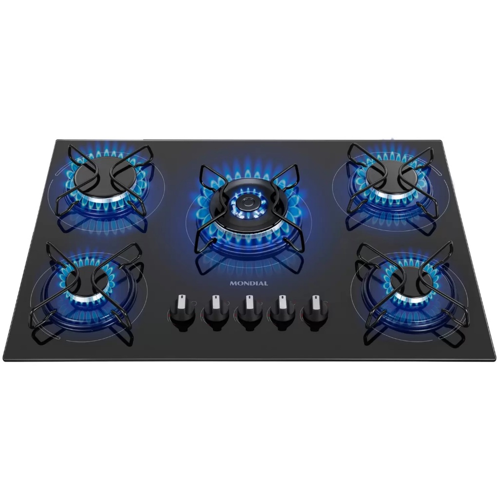 Fogão Cooktop 5 Bocas a Gás Mondial CTG-02 Preto/Inox Bivolt