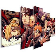 Quadro 5 Peças Decorativo Akatsuki Itachi Pain Anime Naruto