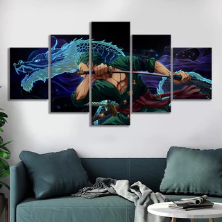 Quadros Decorativo ONE PIECE RORONOA ZORO 5 peças mdf alta qualidade