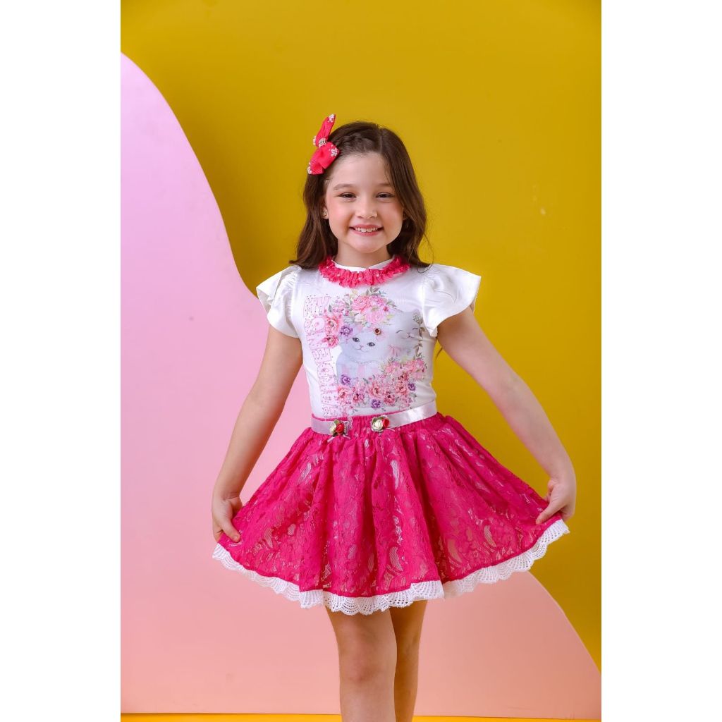 Conjunto de Festa Infantil Composto por Saia Rodada e Blusa Luxo ...