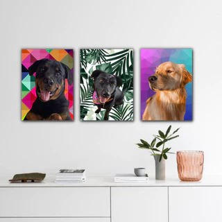 Kit 3 Quadros Decorativos Seu Pet Com Sua Imagem 21x29 MDF