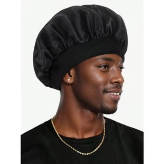 Touca de Cetim Masculino Gorro Redondo Coz De Cetim Para Homens, Gorro De Cuidados Com O Cabelo Ou Gorro De Banho Cabelo Crespo Cacheado Lisos Durag Waves