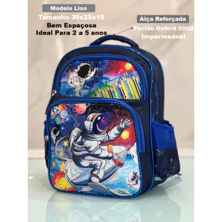 Mochila Escolar Estampado Liso Infantil Bolsa Menino Pequeno Para 2 a 5 anos