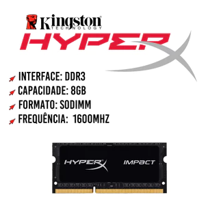 Memória Ram DDR3 8GB Gamer Kingston Impact Hyperx Notebook - Alta Performance