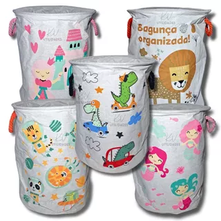 Cesto Organizador Infantil Multiuso Para Brinquedos Roupas Dobrável Impermeável Com Alça