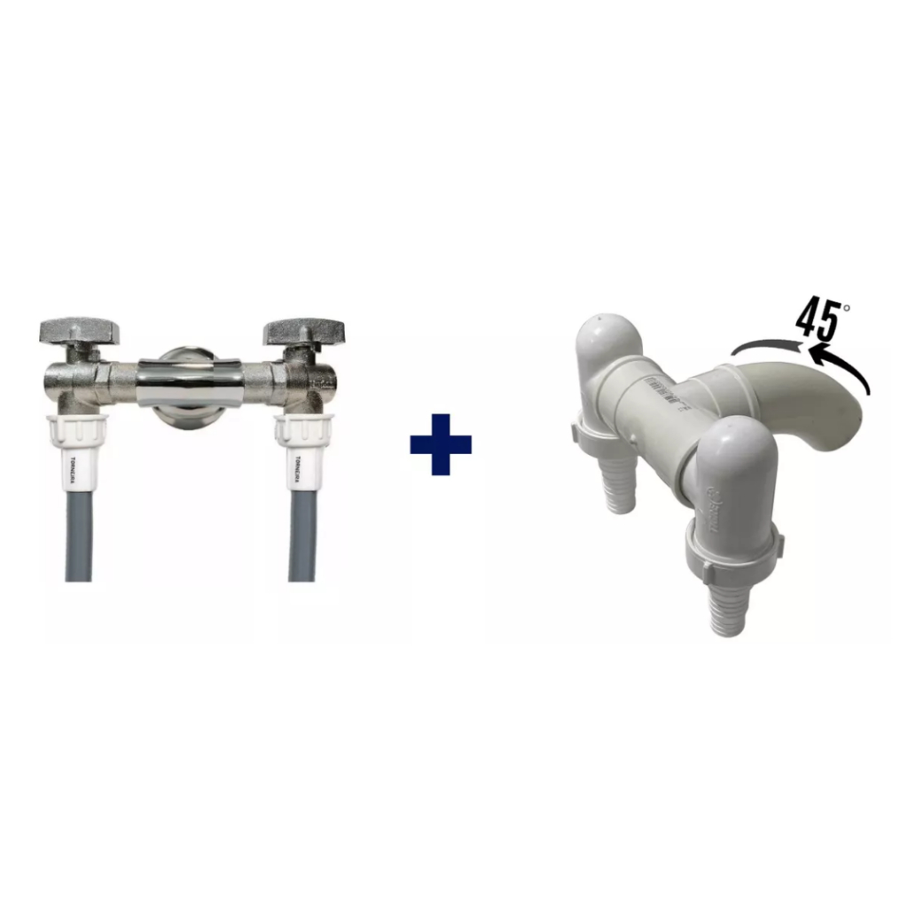 Adaptador Duplo Entrada E Saida Slim Curvo 45º P/ Maquinas de lavar Roupa e Louça