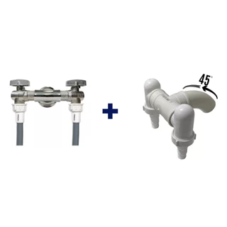 Adaptador Duplo Entrada E Saida Slim Curvo 45º P/ Maquinas de lavar Roupa e Louça