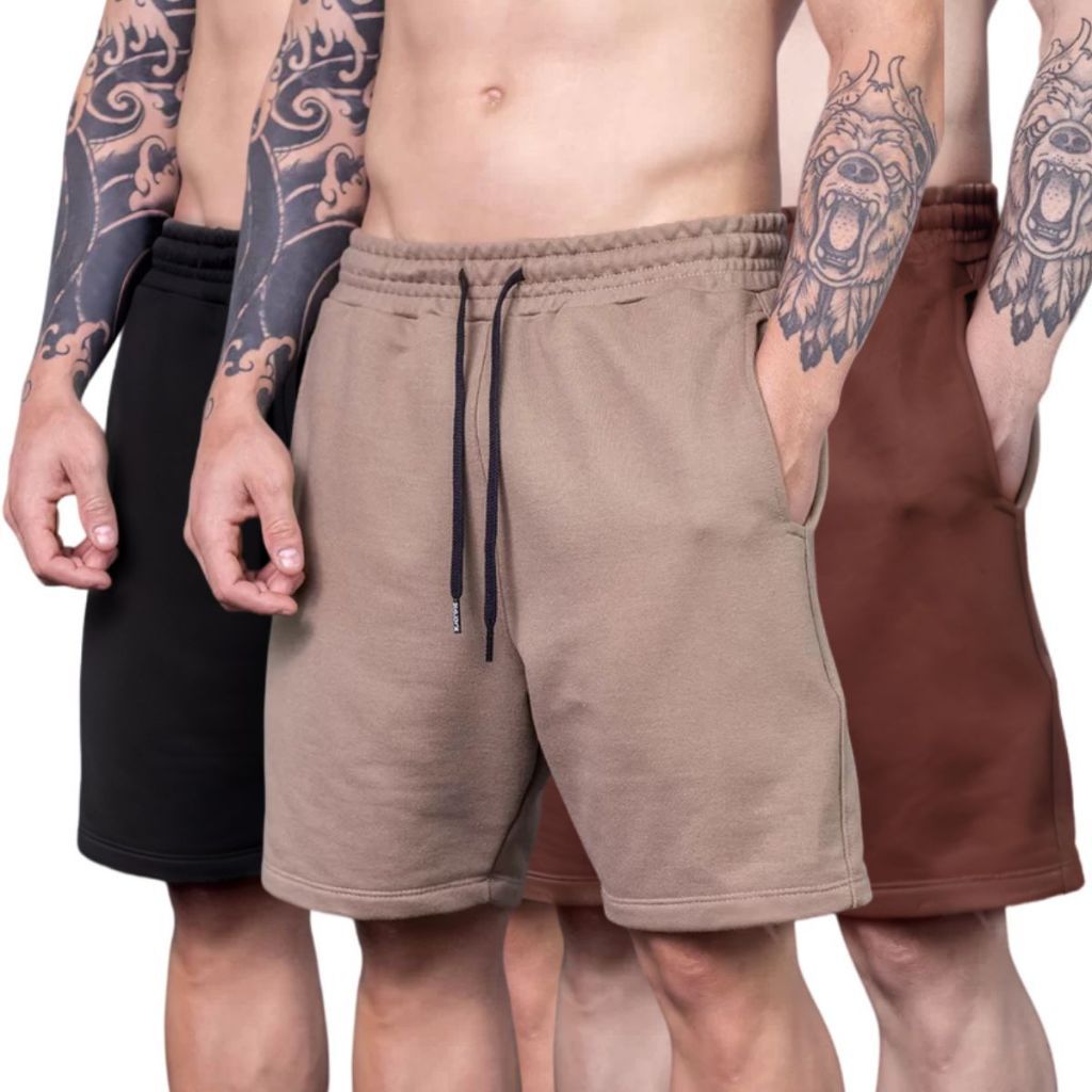 Bermuda Short Moletom Masculina Lisa Academia Casual Confortável
