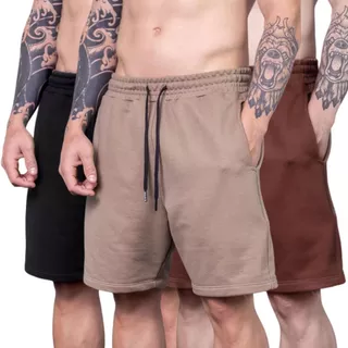 Bermuda Short Moletom Masculina Lisa Academia Casual Confortável