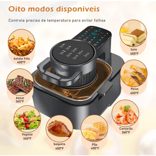 COIBEU Air Fryer Fritadeira Elétrica 8L 127V Com Grelha E Cesto Removível Digital Touch Sem Óleo