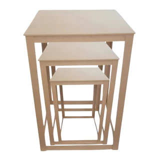 Trio De Mesa Cubo Vazado Para Decoração de Festa Em Mdf Cru