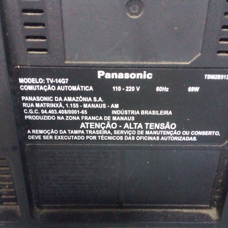 tv vhs panassonic tv-14g7 14 polegadas pra reparos