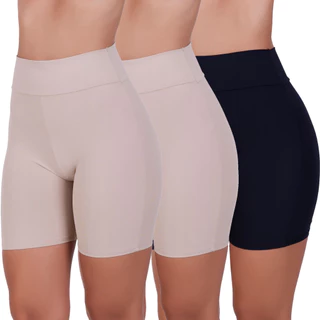 Short Anágua Poliamida Conforto Cós Duplo Segunda Pele Feminino Bermuda Moda íntima Lingerie