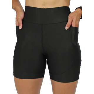 Shorts Feminino Para Corrida De Compressão Com Bolso Lateral Costura Dupla Rebatida E Cintura Alta
