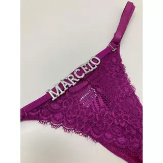 Calcinha Tanga sensual com regulagem Personalizada com nome ou palavras Atrás