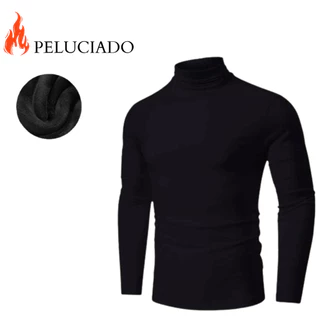 Camisa Gola Alta Peluciada Tecido Flanelado Ideal Para Dias Frios Inverno Camiseta Flanelada