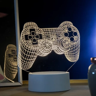 Luminária LED 3D de Mesa | Controle Playstation - Gamer | Luz Noturna Presente Criativo - Abajur Decoração