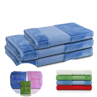 Kit 2 Toalhas de Banho e 1 toalha de Rosto Karsten + Nome Bordado de sua preferência
