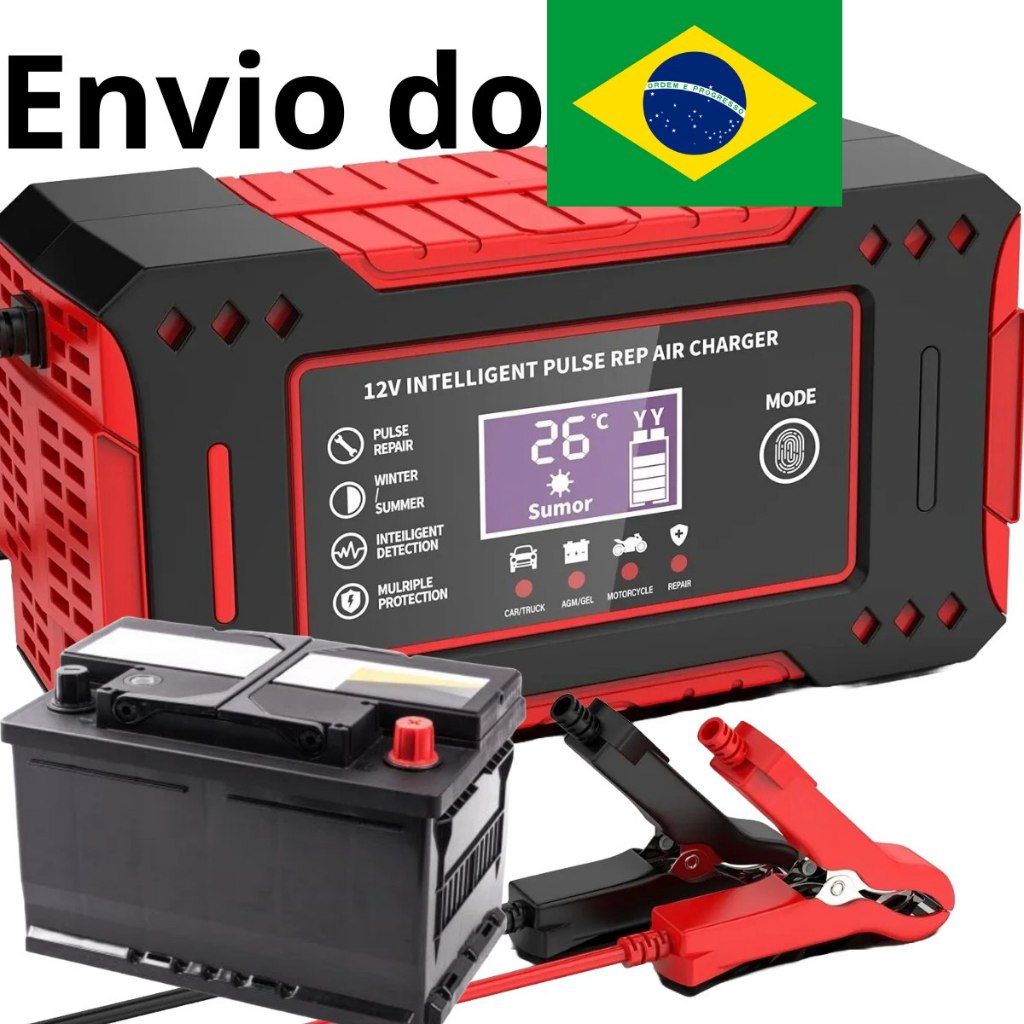 Carregador Bateria Carro automotivo 12v moto carrega bateria 60 amperes ...