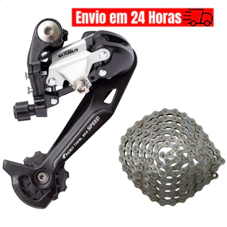 Câmbio Traseiro Sunrun 9v-8v Bicicleta 27v-24v Index 43d Bicicleta+ Corrente Indexada
