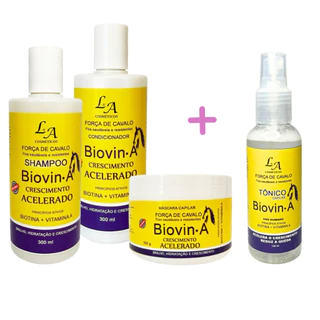 Kit Crescimento Capilar Biovin-A Força de Cavalo + Tônico Crescimento L&A Cosméticos 3x300 120ml