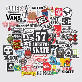 Kit 57 Adesivos Skate (shape) Marcas Skate Logos - Cartela Altíssima Resolução - Sticker