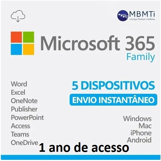 Microsoft 365 Family Plus 1 ano de acesso